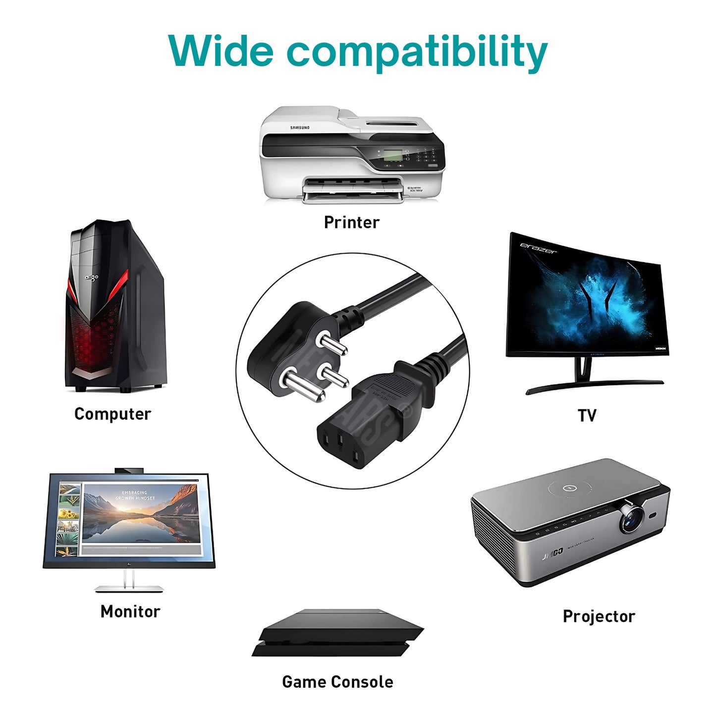 Physiogears Power Cable Supply Cable for Physiotherapy Machine(Big)
