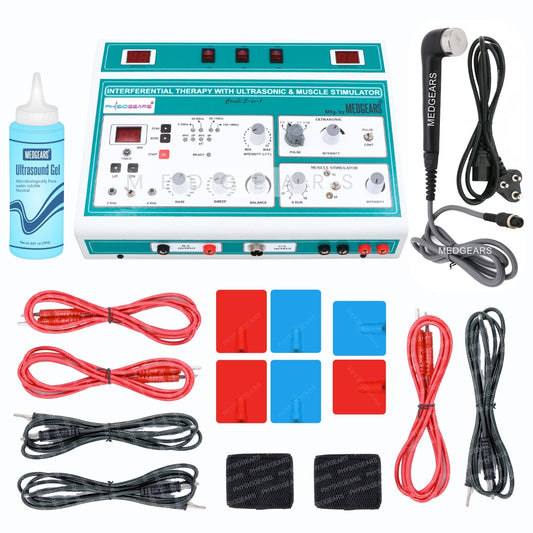 3 IN 1 MANUAL Interferential Therapy+ Ultrasound Therapy+ Muscle Stimulator (Electrode Pad)