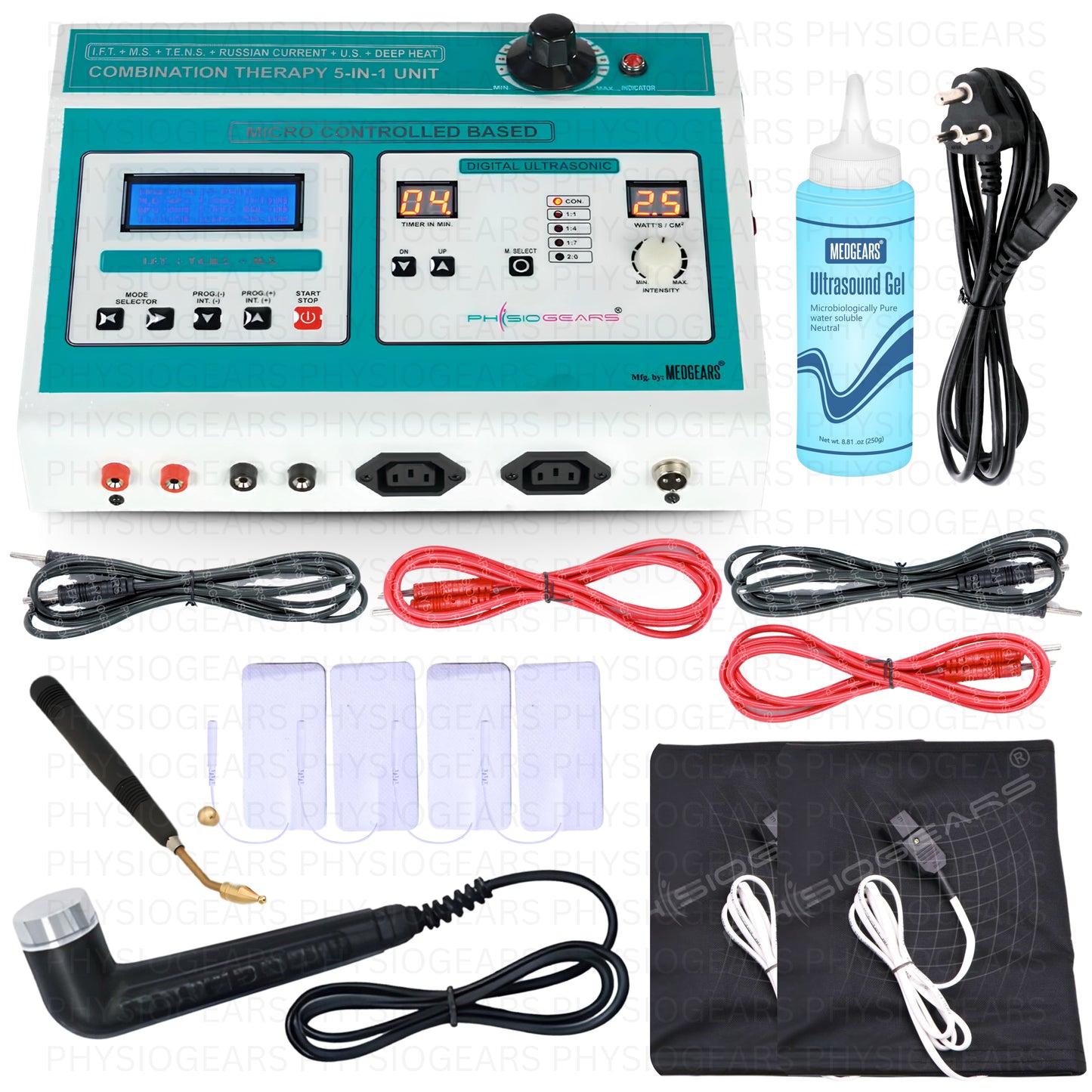 5 In 1 IFT MS Tens Ultrasonic Deep Heat Physiotherapy Machine (Self Adhesive Pad)
