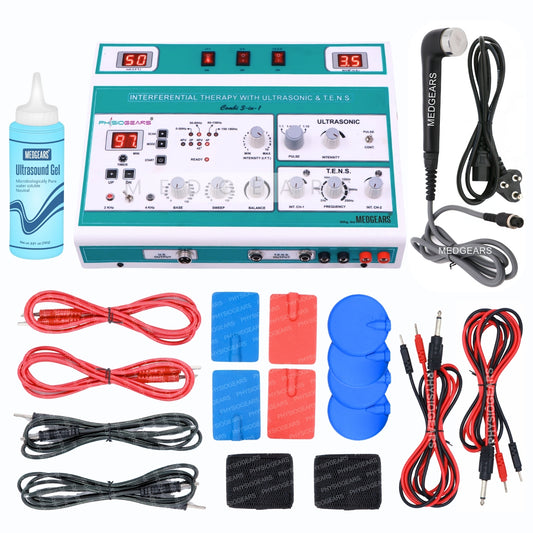 3 IN 1 MANUAL  Interferential Therapy + Ultrasound Therapy + Transcutaneous Electrical Nerve Stimulation (Electrode Pad)