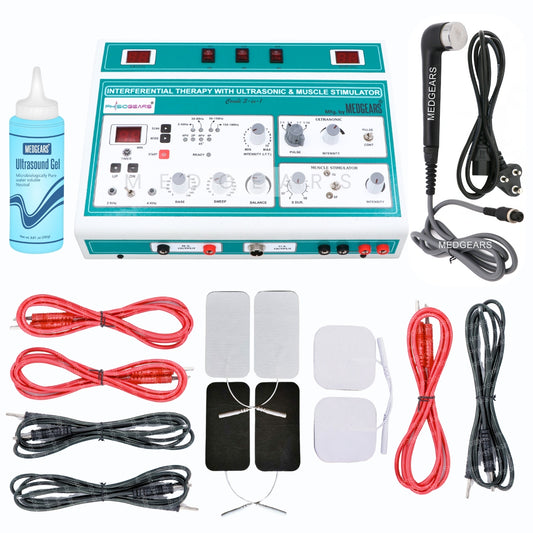 3 IN 1 MANUAL Interferential Therapy+ Ultrasound Therapy+ Muscle Stimulator (Self Adhesive Pad)