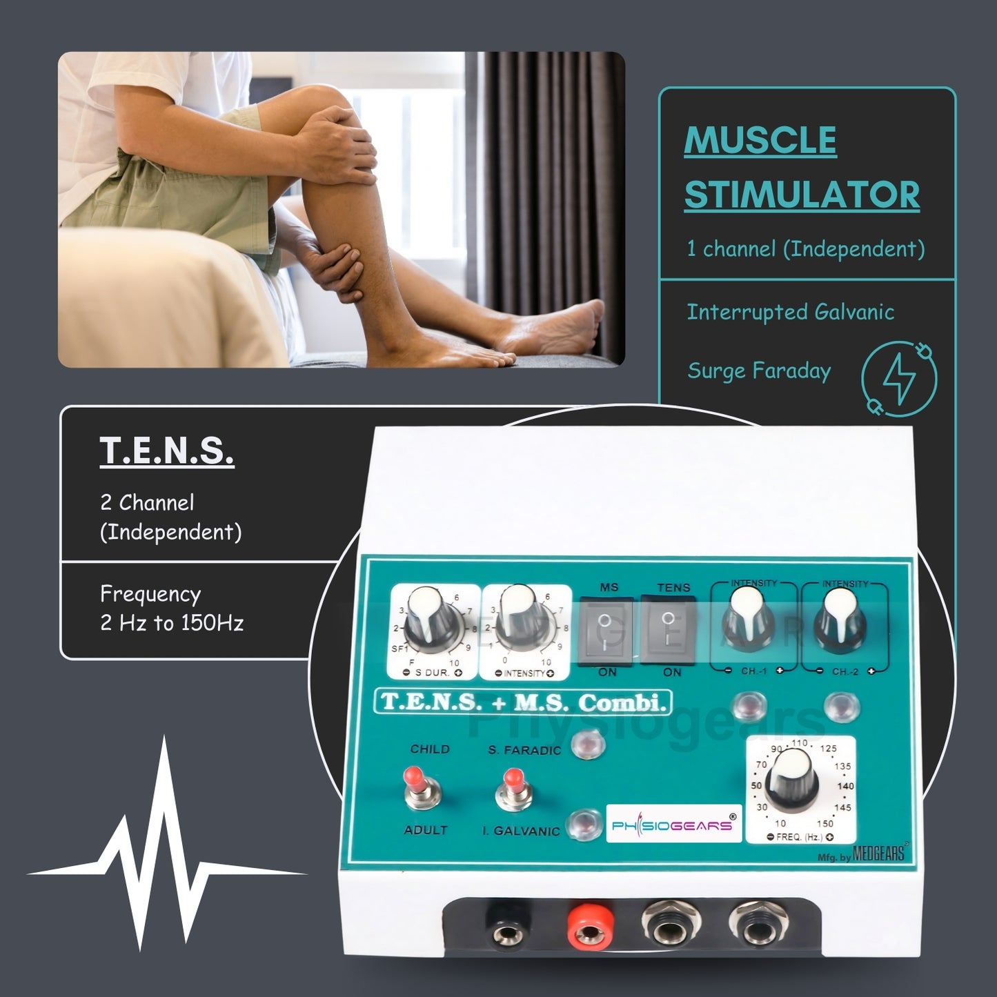 Transcutaneous Electrical Nerve Stimulation + Muscle Stimulator DELUXE (Electrode Pad)