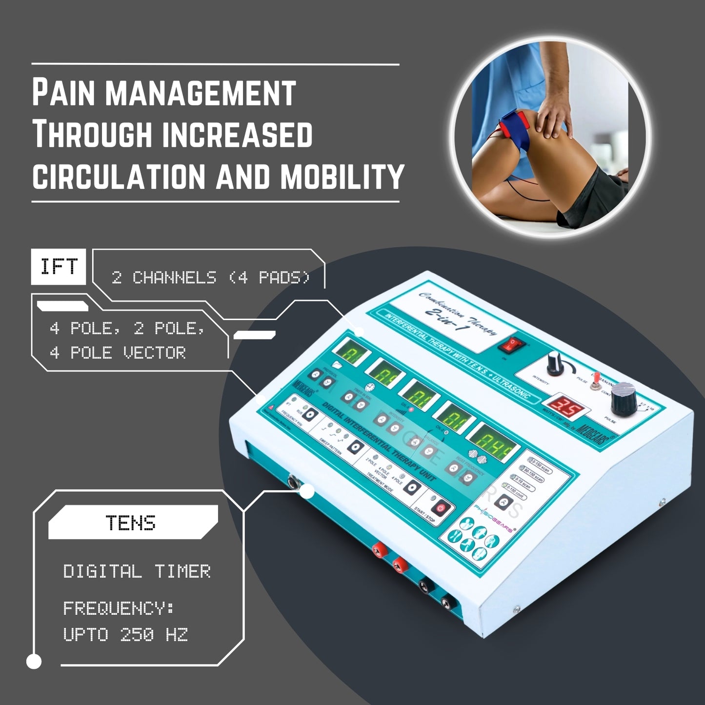 Interferential Therapy 45 + Ultrasound Therapy 2 IN 1 (Electrode Pad)