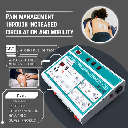 3 IN 1 MANUAL Interferential Therapy + Muscle Stimulator +  Transcutaneous Electrical Nerve Stimulation (Self Adhesive Pad)