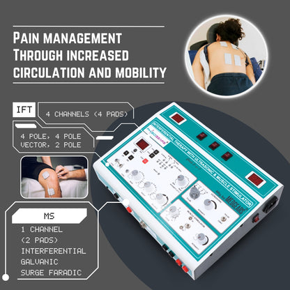 3 IN 1 MANUAL Interferential Therapy+ Ultrasound Therapy+ Muscle Stimulator (Self Adhesive Pad)