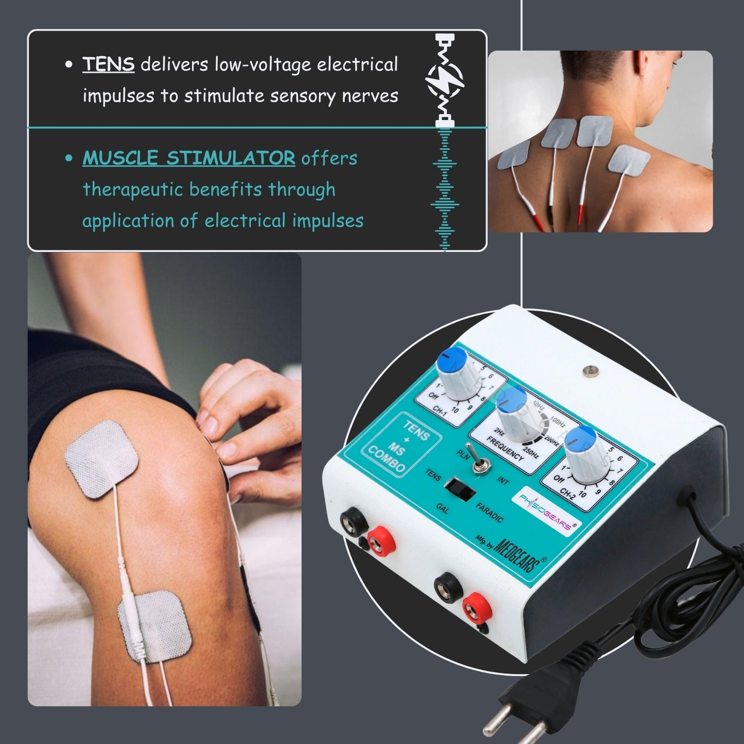Mini Transcutaneous Electrical Nerve Stimulation + Muscle Stimulation (Self Adhesive Pad)