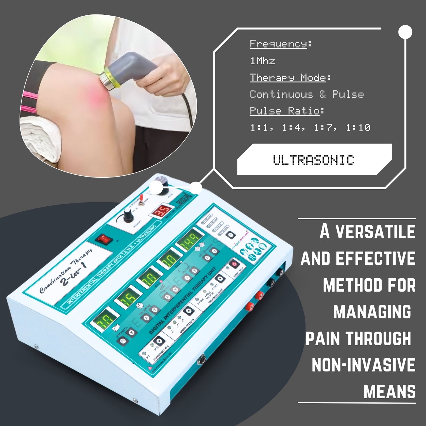 Interferential Therapy 45 + Ultrasound Therapy 2 IN 1 (Electrode Pad)