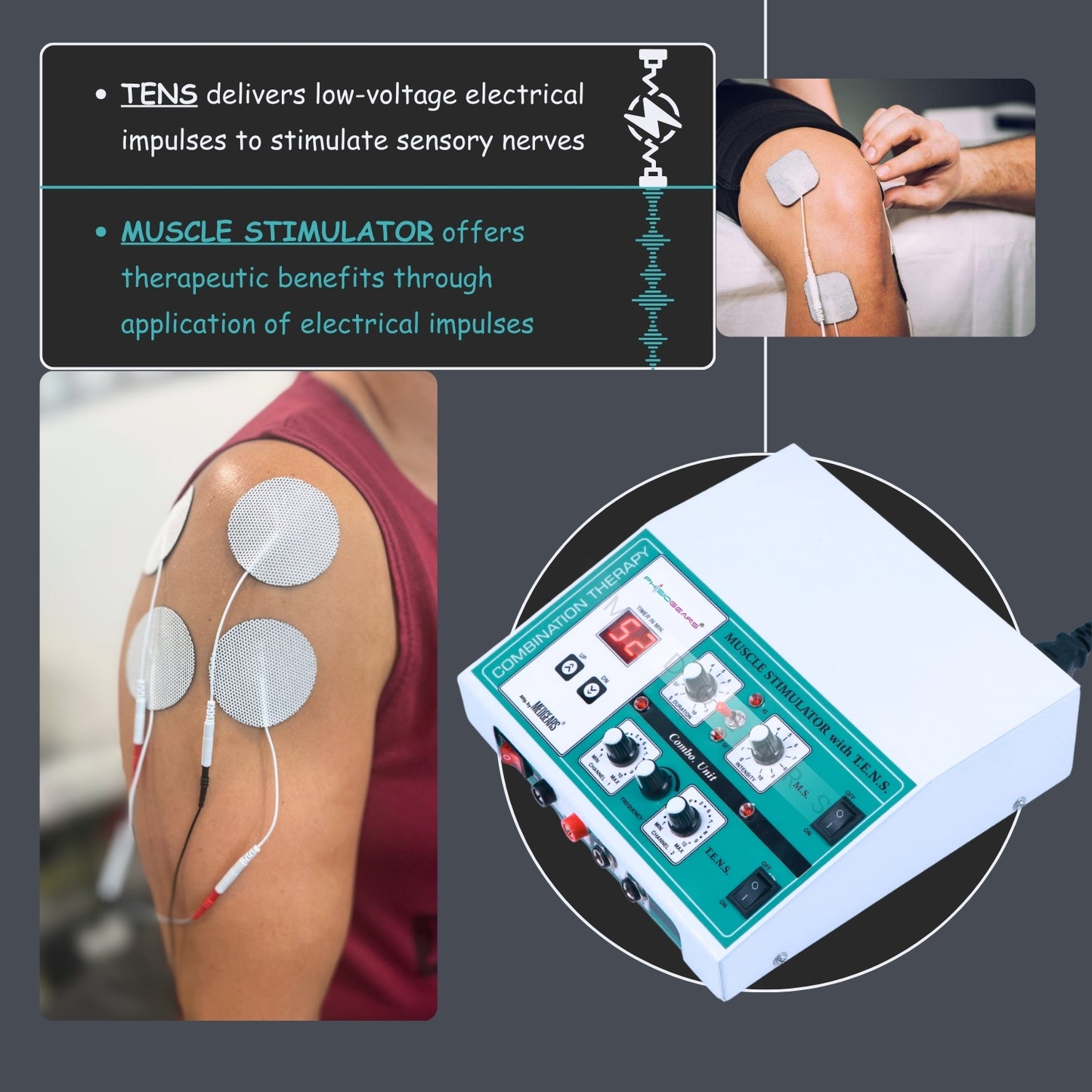 Transcutaneous Electrical Nerve Stimulation +Muscle Stimulator TIMER (Self Adhesive Pad)